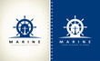 helm and anchor logo vector design