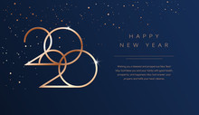 Luxury 2020 Happy New Year Background. Golden Design For Christmas And New Year 2020 Greeting Cards With New Year Wishes