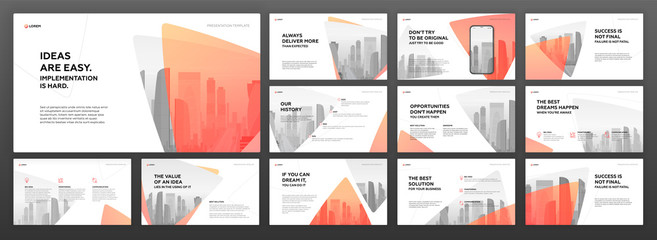 Wall Mural - Business powerpoint presentation templates set. Use for modern keynote presentation background, brochure design, website slider, landing page, annual report, company profile, facebook banner.