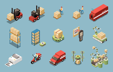 Poster - Warehouse Isometric Icons Set