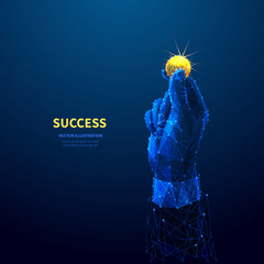Aufkleber - Success low poly wireframe vector banner template