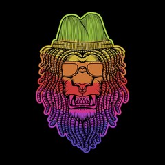 Wall Mural - lion dreadlocks colorful vector illustration