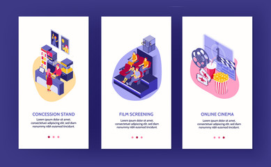 Wall Mural - Isometric Cinema Banners Set