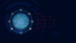 Blue abstract image that is futuristic with finger prints icons concept. Theft detection Prevention of cyber threats That is using security systems by scanning the fingerprint.