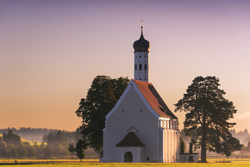 Wall Mural - Beautiful St. Coloman church in Schwangau (Bavaria, Germany) on summer morning