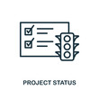 Project Status icon outline style. Thin line creative Project Status icon for logo, graphic design and more