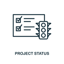 Project Status Icon Outline Style. Thin Line Creative Project Status Icon For Logo, Graphic Design And More