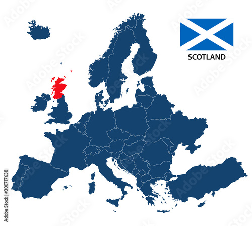 Dekoracja na wymiar  prosta-ilustracja-mapy-europy-z-wyrozniona-flaga-szkocji-i-szkocji-na-bialym-tle
