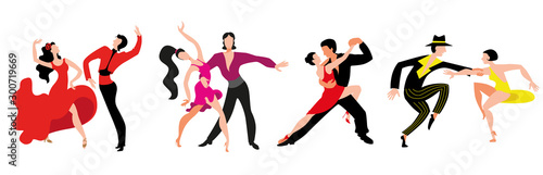 Fotomural A set of couples dancing Latin American dancing