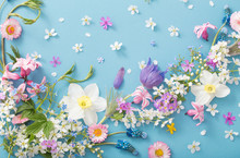Spring Flowers On Paper Background