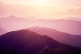Fototapeta  - Pink sunset in the mountains.
