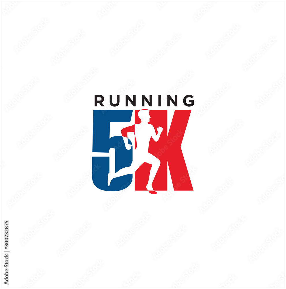 5K Run Logo Design vector Stock symbol . Running logo sport concept .  running marathon Logo Design Template . 素材庫向量圖| Adobe Stock