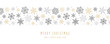 Christmas snowflakes elements ornaments seamless banner greeting card on white background