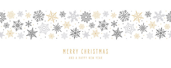 Sticker - Christmas snowflakes elements ornaments seamless banner greeting card on white background