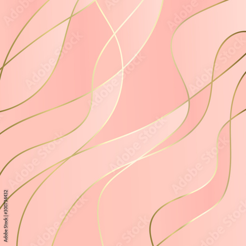 Fotografía (illustration) gold line background, abstract artistic of geometric background