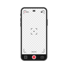 Wall Mural - mobile phone with record frame camera. viewfinder template. 4k phone resolution video rec frame. vid