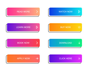 Wall Mural - Set of modern material style buttons for website, mobile app and infographic . Different gradient colors. Modern vector illustration flat style