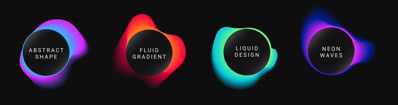vector colorful neon templates. circle shapes with vivid gradients. fluid gradients for banners, pos
