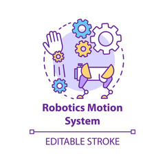 Wall Mural - Robotics motion system concept icon. Robot software idea thin line illustration. Information technologies and innovative programming. Vector isolated outline drawing. Editable stroke..