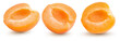 collection of apricot halves isolated on a white background