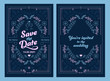 Wedding card invitation template - save the date, you are invited, stylish, modern vintage, ornament, flat, clean, flourish, borders, elements, pink, blue, design.