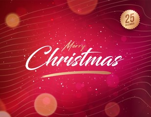 Wall Mural - Merry Christmas and Happy New Year lettering greeting card or invitation template. Vector Illustration