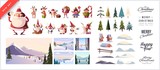 Fototapeta Pokój dzieciecy - Christmas kit for creating postcards or posters. Included snow-covered houses, Santa Clauses, snowmen, Christmas trees, various snow drifts, lettering for headlines and backgrounds