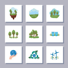 Wall Mural - set of icons renewable energy on white background