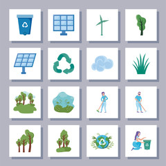 Poster - set of icons renewable energy on white background