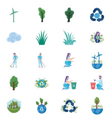 Canvas Print - set of icons renewable energy on white background