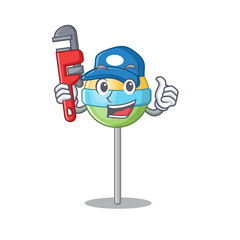 Sticker - plumber cute round lollipop isolated with the cartoon