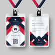 Modern Id Card With Red Blue Navy Absract Background