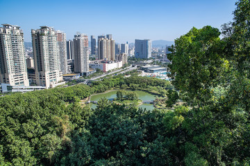 City Building Skyline of Humen Town, Dongguan City, Guangdong Province, China