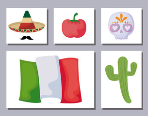 Wall Mural - bundle mexican traditional set icons