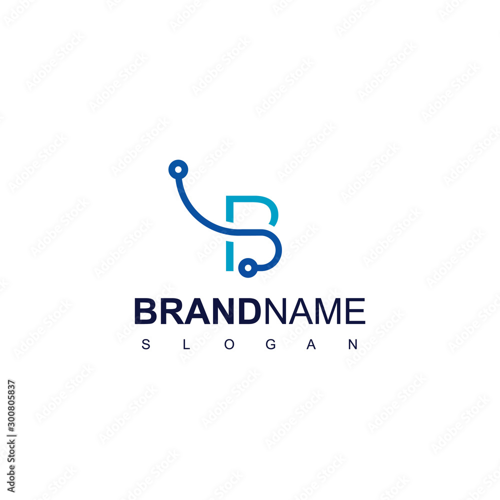 Letter B Technology Logo With Circuit Symbol Stock Vector | Adobe Stock