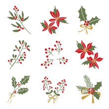 Christmas And Happy New Year Icon Set
