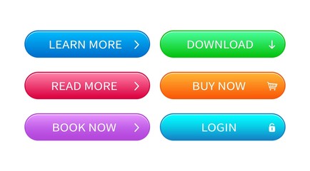 Wall Mural - set of abstract modern interface buttons. ready template of vector buttons of different colors for w