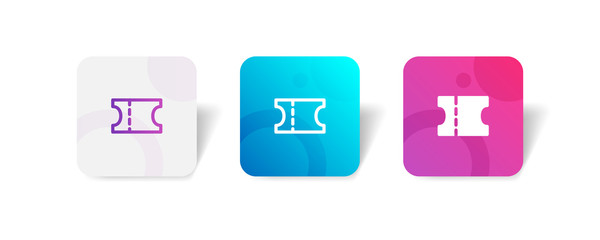 Ticket round icon in outline and solid style with colorful gradient background, suitable for UI, app button,  infographic, etc