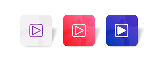 Video player round icon in outline and solid style with colorful gradient background, suitable for UI, app button,  infographic, etc
