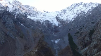 Canvas Print - Glacier in the mountains of the Caucasus. Shot on a drone