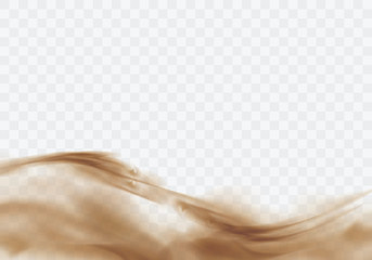 Wall Mural - desert sandstorm, brown dusty cloud or dry sand flying with gust of wind, brown smoke realistic text