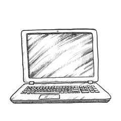 Wall Mural - laptop computer digital gadget monochrome vector. modern laptop with blank monitor. technological de