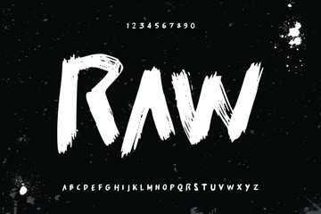 Wall Mural - raw brush stroke handwritten alphabet vector sans serif font design