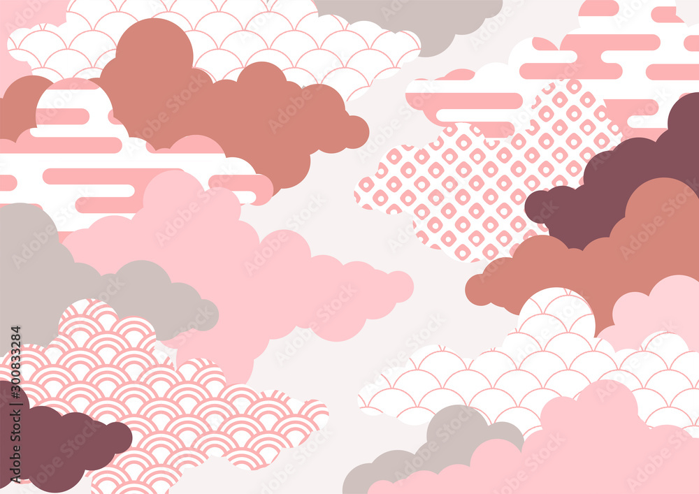 和柄を用いた雲の背景イラスト エ霞 青海波 鹿の子絞り Nowoczesne Naklejki Ecowall24 Pl 和柄を用いた雲の背景イラスト エ霞 青海波 鹿の子絞り Nowoczesne Naklejki Ecowall24 Pl