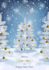 Wall Mural - Christmas and New Year Vector Greeting Card