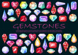 Precious stones, cut gemstones and brilliants