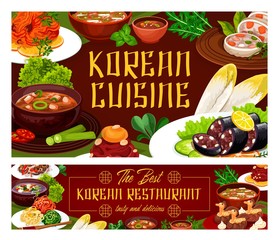 Canvas Print - National cuisine of Korea, food and greens, soup