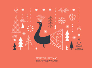 Christmas and New Year's card.Greeting cad, Banner, brochure design, gift card. Minimalist style	