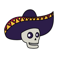 Poster - mariachi skull comic character icon