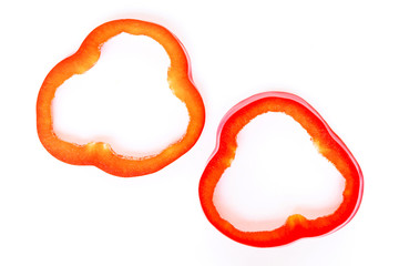 Sticker - Slices of bell pepper isolated on white background.